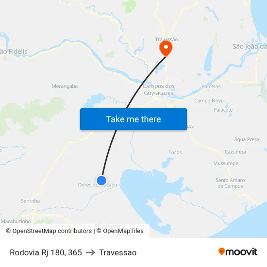 Rodovia Rj 180, 365 to Travessao map