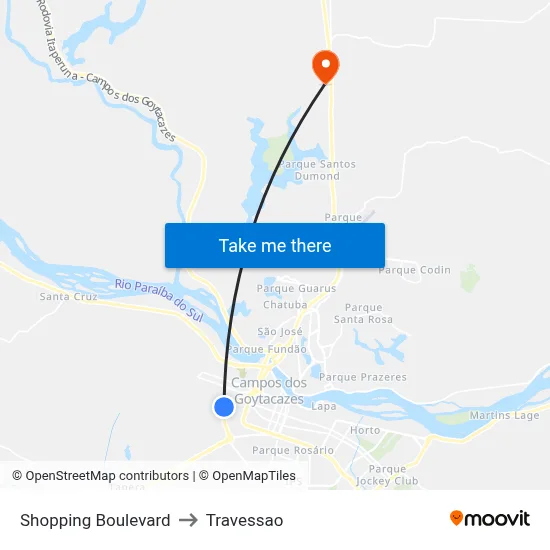 Shopping Boulevard to Travessao map