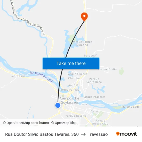 Rua Doutor Silvio Bastos Tavares, 360 to Travessao map