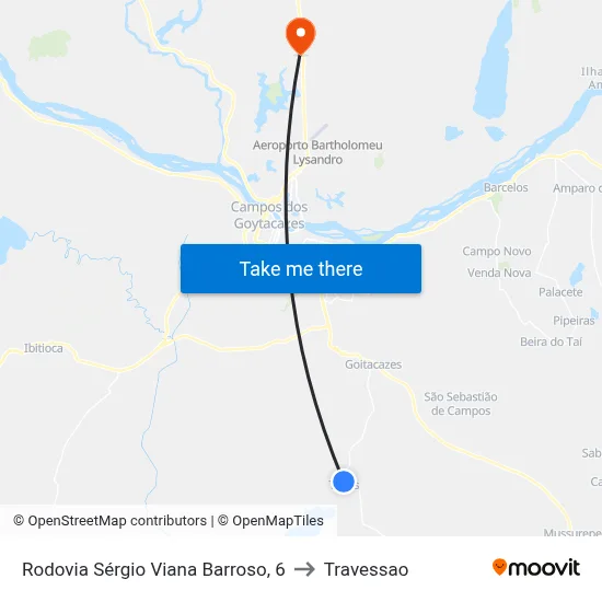 Rodovia Sérgio Viana Barroso, 6 to Travessao map