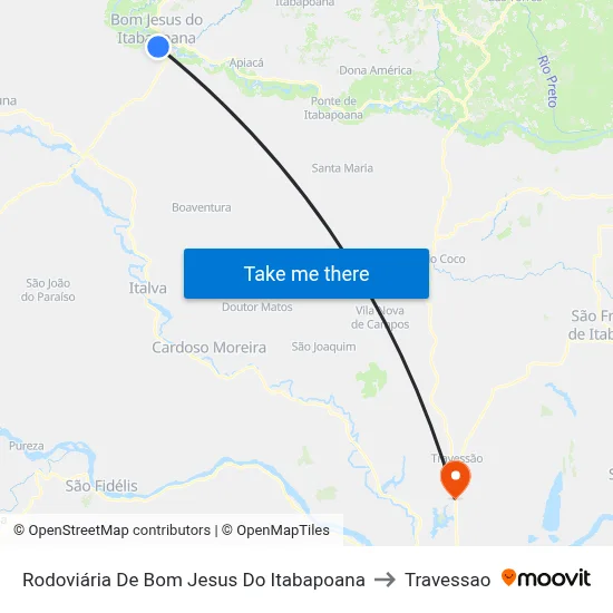 Rodoviária De Bom Jesus Do Itabapoana to Travessao map