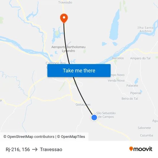 Rj-216, 156 to Travessao map