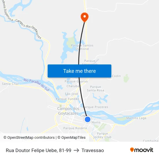 Rua Doutor Felipe Uebe, 81-99 to Travessao map