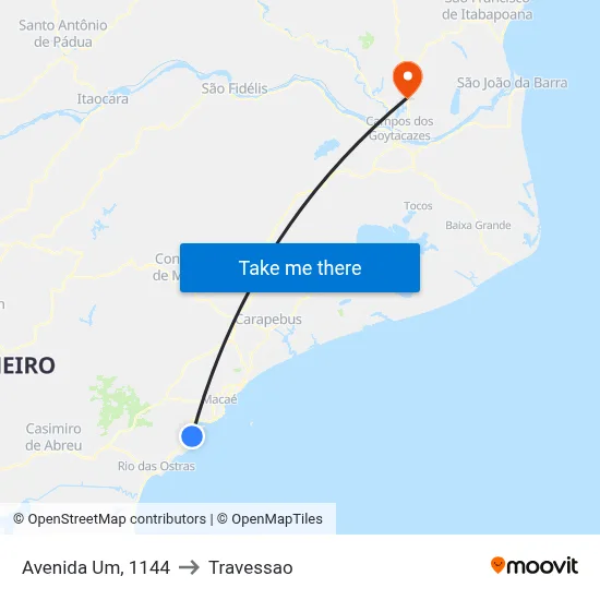 Avenida Um, 1144 to Travessao map