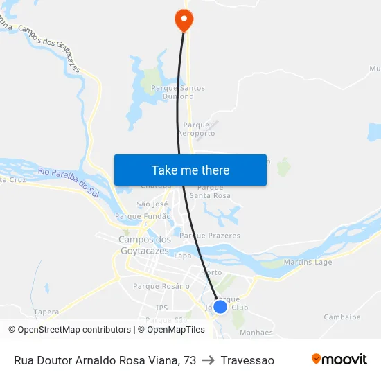Rua Doutor Arnaldo Rosa Viana, 73 to Travessao map
