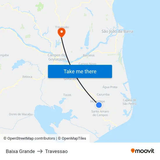 Baixa Grande to Travessao map