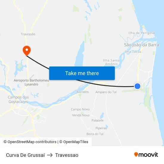 Curva De Grussaí to Travessao map