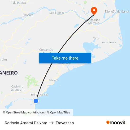 Rodovia Amaral Peixoto to Travessao map