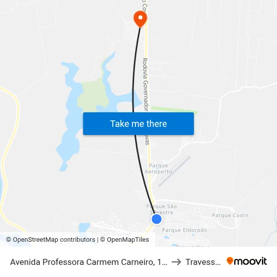 Avenida Professora Carmem Carneiro, 1965 to Travessao map