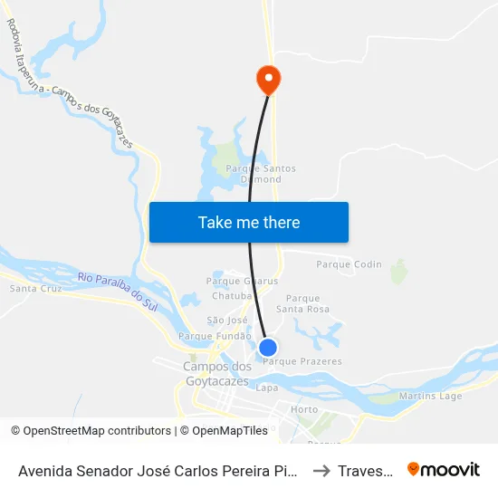 Avenida Senador José Carlos Pereira Pinto, 381 to Travessao map