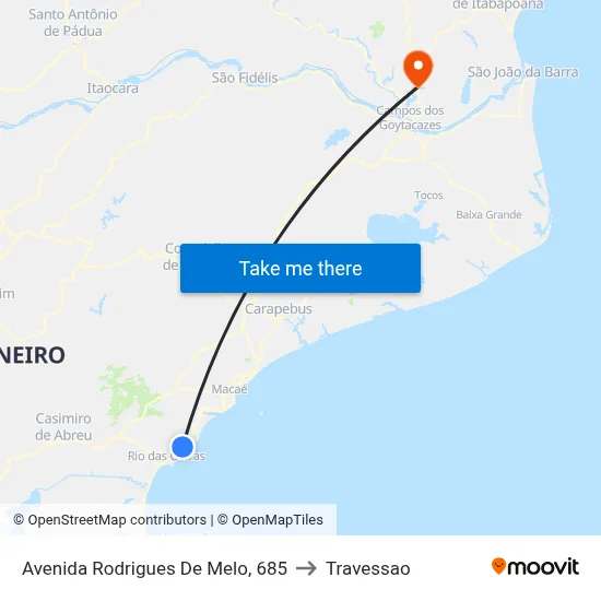 Avenida Rodrigues De Melo, 685 to Travessao map