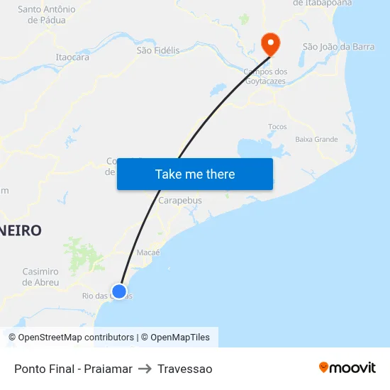 Ponto Final - Praiamar to Travessao map