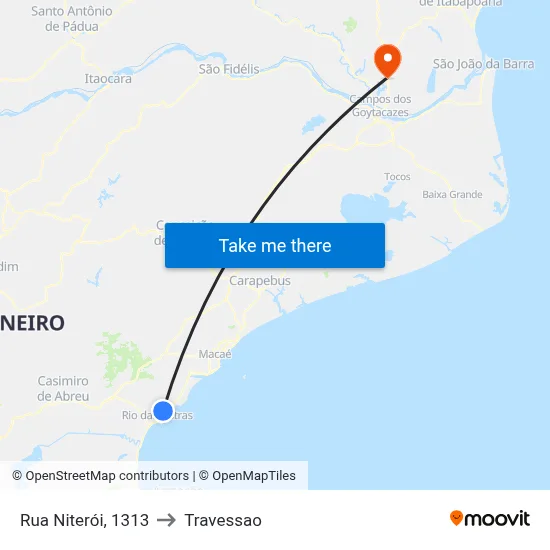 Rua Niterói, 1313 to Travessao map