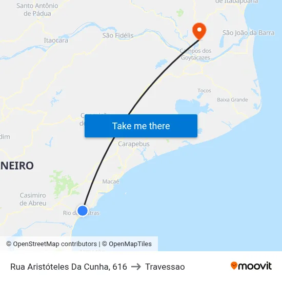 Rua Aristóteles Da Cunha, 616 to Travessao map