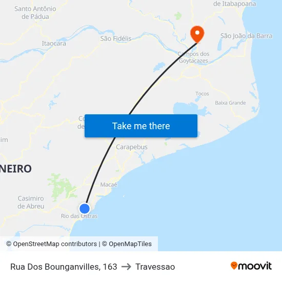 Rua Dos Bounganvilles, 163 to Travessao map