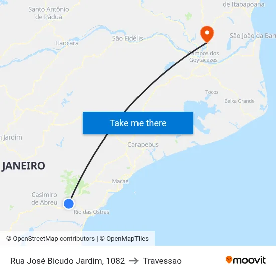 Rua José Bicudo Jardim, 1082 to Travessao map