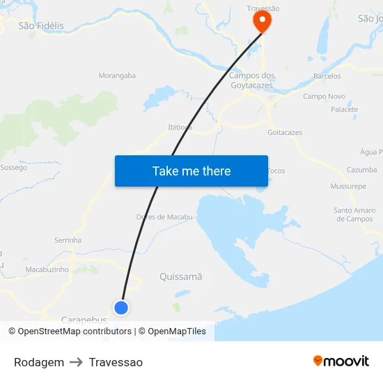 Rodagem to Travessao map