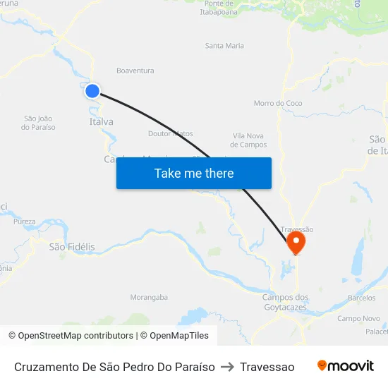 Cruzamento De São Pedro Do Paraíso to Travessao map