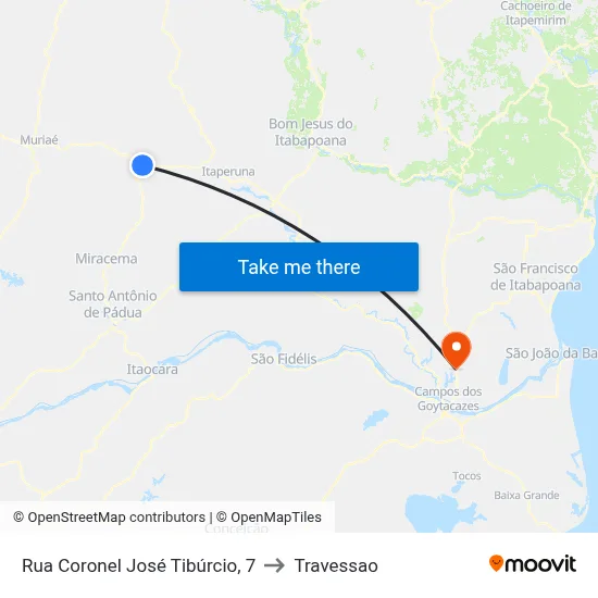 Rua Coronel José Tibúrcio, 7 to Travessao map