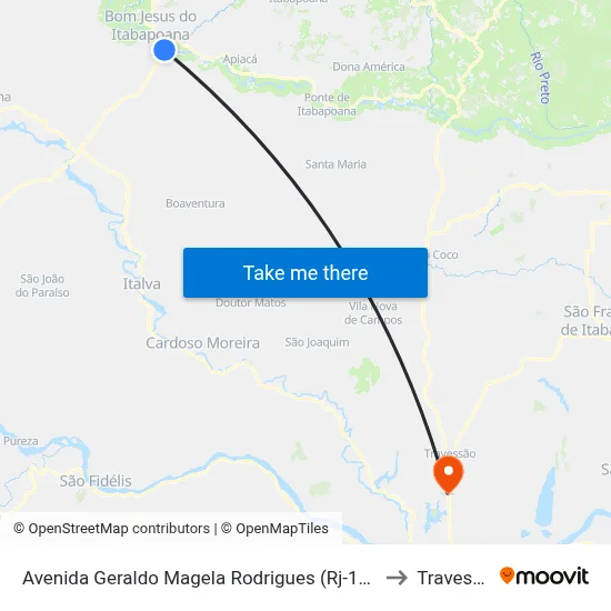 Avenida Geraldo Magela Rodrigues (Rj-186), 2515 to Travessao map