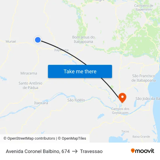 Avenida Coronel Balbino, 674 to Travessao map