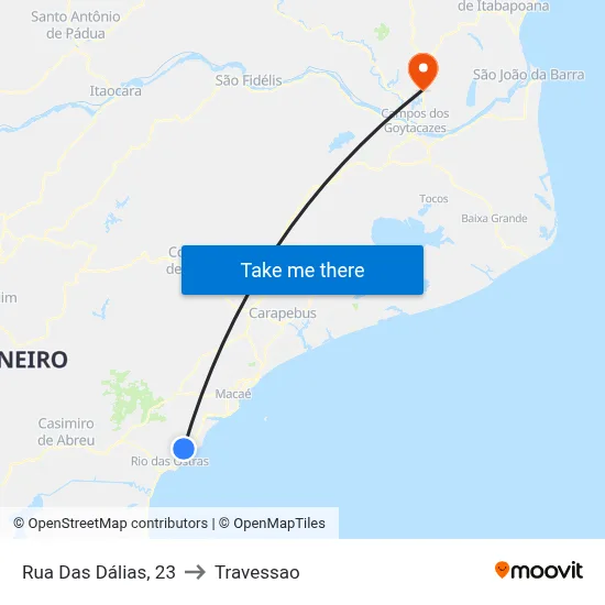 Rua Das Dálias, 23 to Travessao map