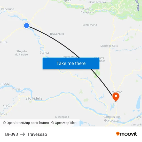 Br-393 to Travessao map