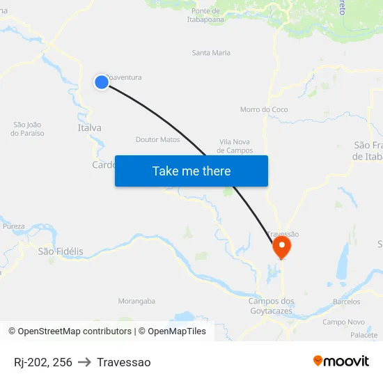 Rj-202, 256 to Travessao map