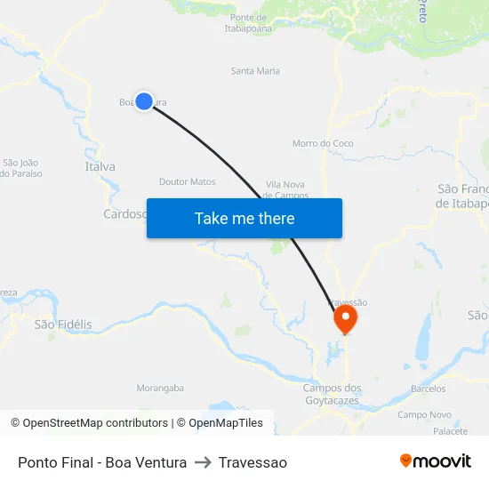 Ponto Final - Boa Ventura to Travessao map
