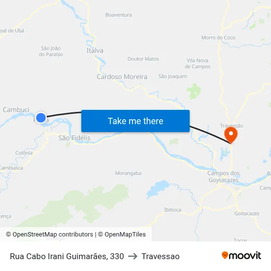 Rua Cabo Irani Guimarães, 330 to Travessao map
