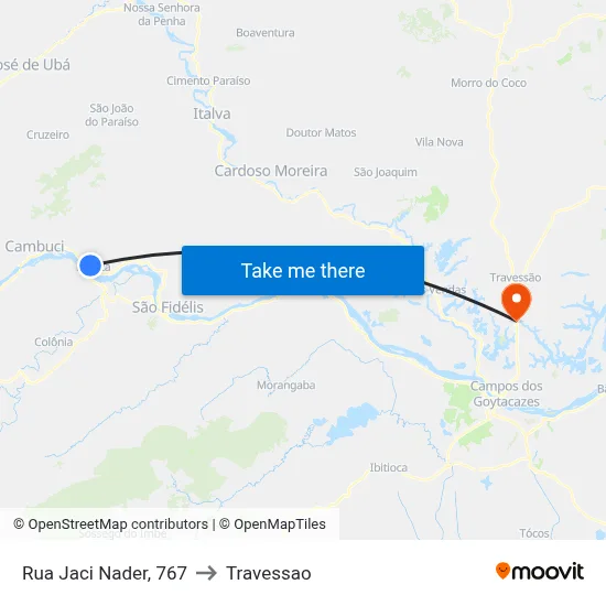 Rua Jaci Nader, 767 to Travessao map
