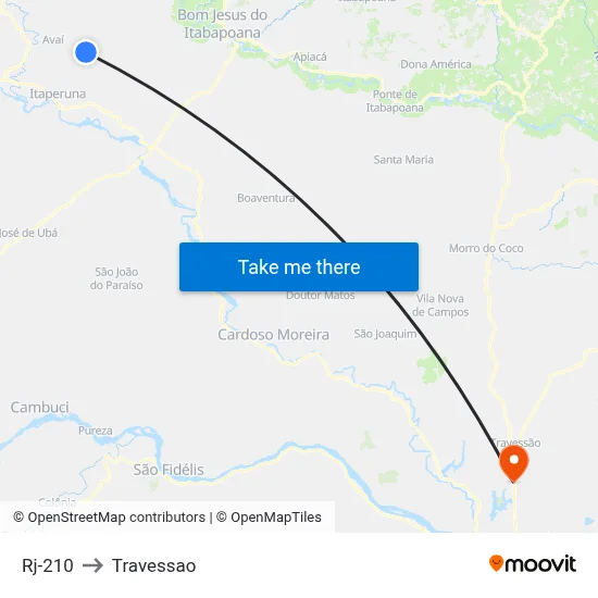 Rj-210 to Travessao map