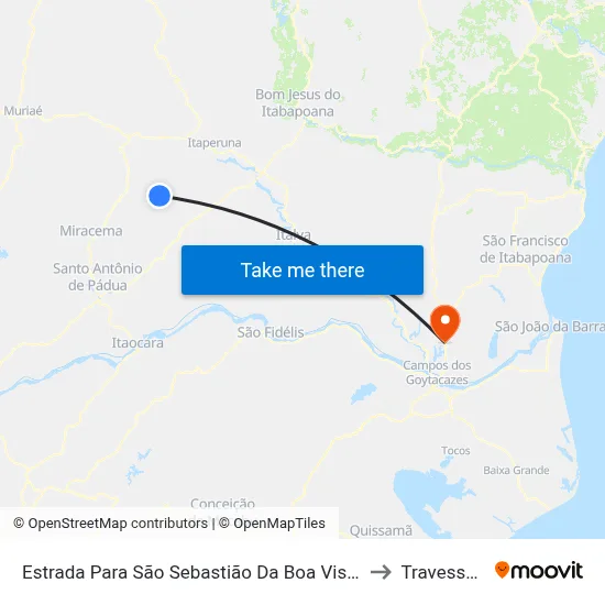 Estrada Para São Sebastião Da Boa Vista to Travessao map