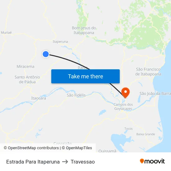 Estrada Para Itaperuna to Travessao map
