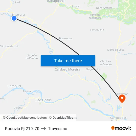 Rodovia Rj 210, 70 to Travessao map