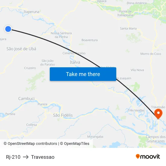 Rj-210 to Travessao map