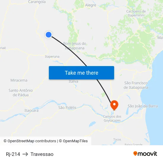 Rj-214 to Travessao map