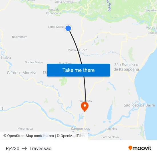 Rj-230 to Travessao map