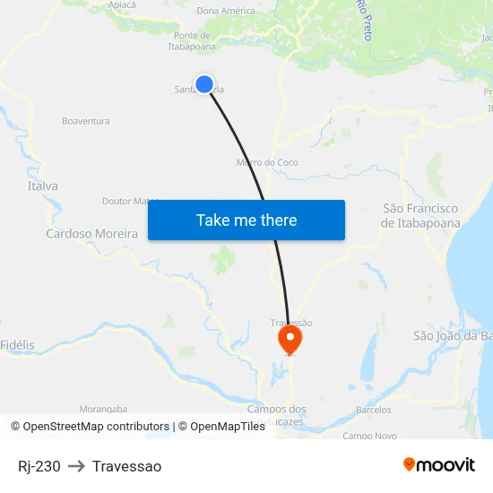 Rj-230 to Travessao map