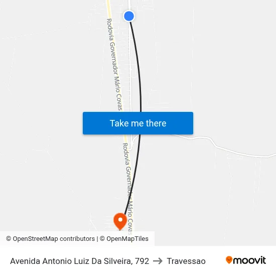 Avenida Antonio Luiz Da Silveira, 792 to Travessao map
