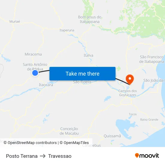 Posto Terrana to Travessao map