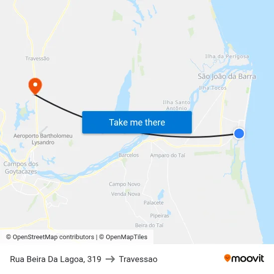 Rua Beira Da Lagoa, 319 to Travessao map