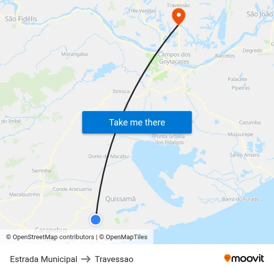 Estrada Municipal to Travessao map