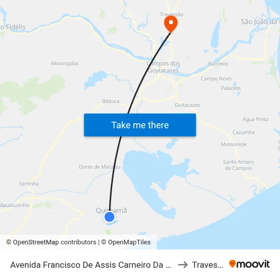 Avenida Francisco De Assis Carneiro Da Silva, 1184 to Travessao map