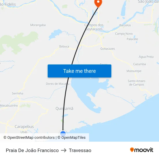 Praia De João Francisco to Travessao map