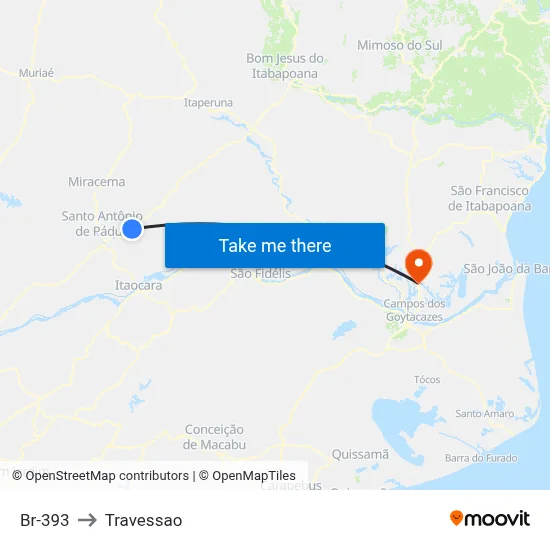 Br-393 to Travessao map