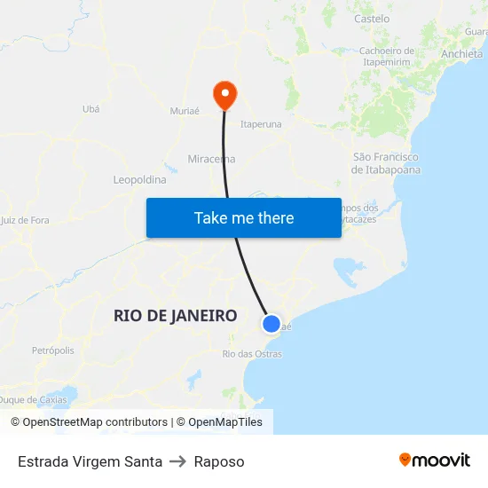 Estrada Virgem Santa to Raposo map
