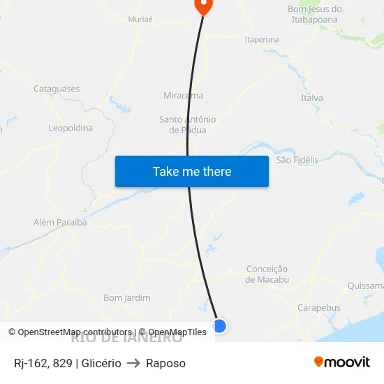 Rj-162, 829 | Glicério to Raposo map