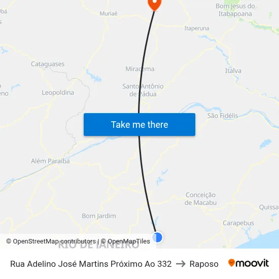 Rua Adelino José Martins Próximo Ao 332 to Raposo map