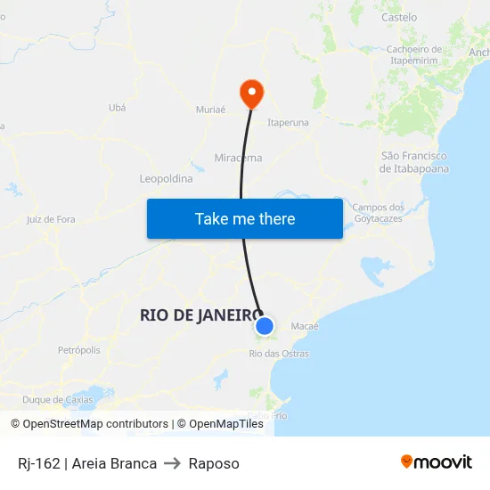 Rj-162 | Areia Branca to Raposo map